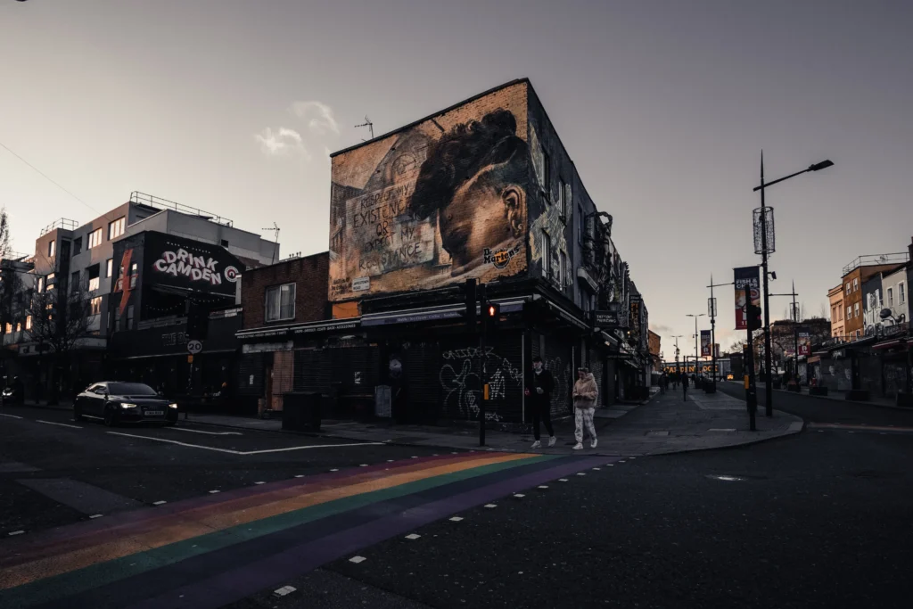 This image displays a street in Camden, London

In article about the most iconic rock venues, 
must visit rock music live venues around the world.