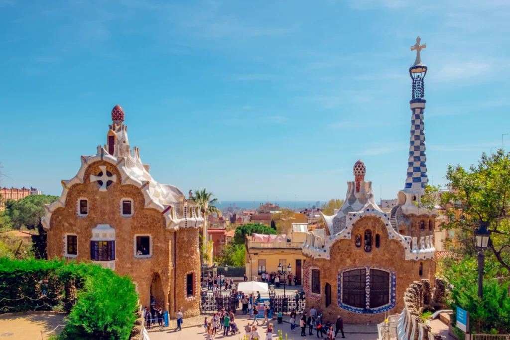 This image displays Parc Guell in Barcelona, Spain.