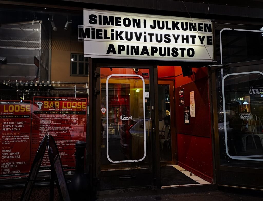 This image displays Bar Loose entrance in Helsinki.

In article: the best alternative live music venues in Helsinki, Finland. Including Tavastia, Bar Loose, On the Rocks, and many more.