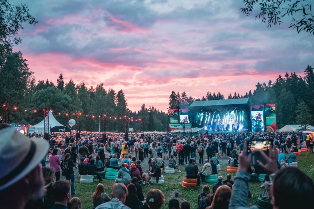 This image displays festival area at provinssi festival in finland.

in article: best rock and metal festivals in finland. best rock and metal festivals europe 2024.